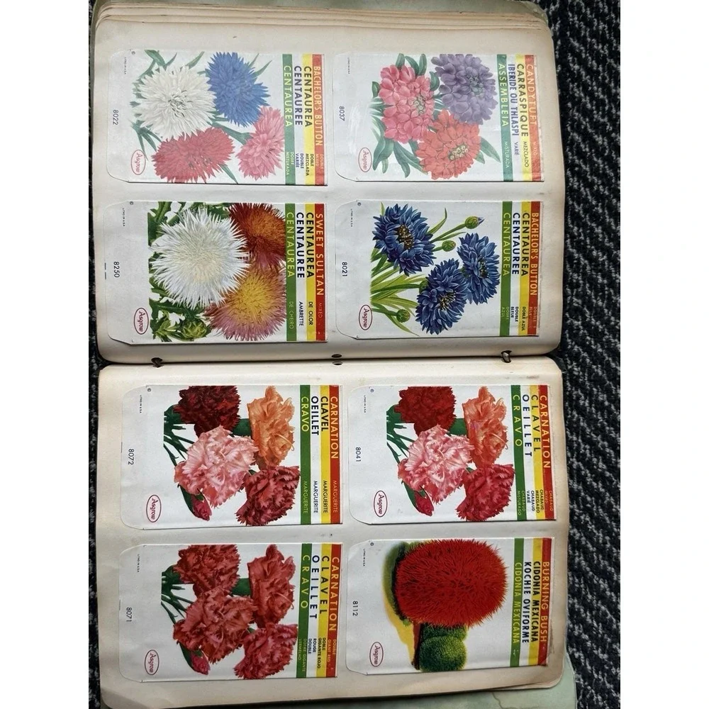 VTG rare 1950s-60s Asgrow Seed Salesman Sample Book 280+ Labels Accopress Binder
